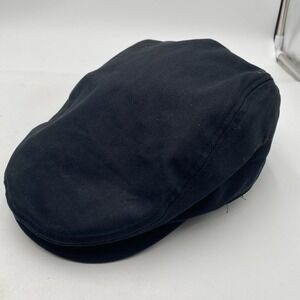 Jangoul Black Paperboy Newsboy Cap Hat Cabbie Cotton Flat Design 7 1/4 - 7 3/8